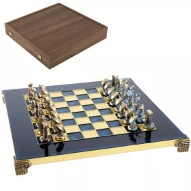  Set sah Manopoulos S22B, alamă, metal și lemn, înălțime 5 cm