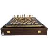 Set sah Manopoulos S34, alamă, metal și lemn, înălțime 6,5 cm