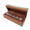 Joc cu zaruri Giftdeco G1117, metal și lemn, 12,5 x 4,5 x 4,5 cm, stil minimalist