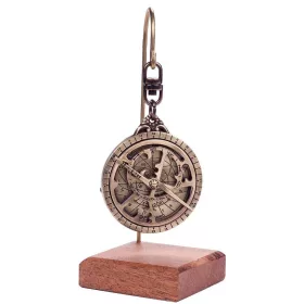   Astrolab decorativ Hemisferium H81, alamă și lemn, înălțime 13 cm