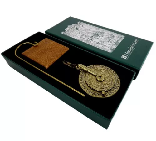 Ceas decorativ Hemisferium H85, alamă și lemn, înălțime 13 cm, diametru 5 cm