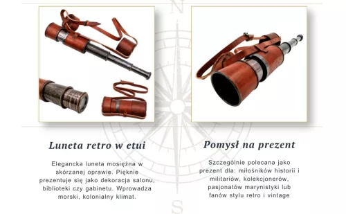 Lunetă Giftdeco NC1596, alamă, piele și metal, stil nautic