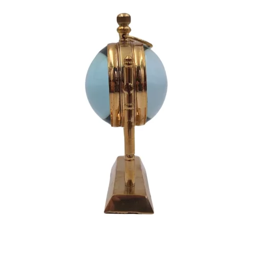 Ceas decorativ Giftdeco NC2963, alamă și sticlă, înălțime 11 cm, lățime 9,5 cm, stil nautic