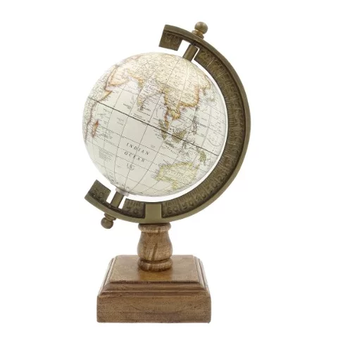 Glob decorativ Amundsen Giftdeco NC2130 – 26,5 cm, bază din lemn