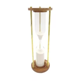   Clepsidră Giftdeco NC2624, alamă, sticlă și lemn, înălțime 30,5 cm, diametru 9,5 cm, stil clasic