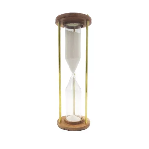 Clepsidră Giftdeco NC2624, alamă, sticlă și lemn, înălțime 30,5 cm, diametru 9,5 cm, stil clasic