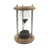 Clepsidră Giftdeco NC2989, lemn de mango, alamă, sticlă și metal, înălțime 25 cm, diametru 15 cm, stil clasic