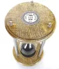 Clepsidră Giftdeco NC2989, lemn de mango, alamă, sticlă și metal, înălțime 25 cm, diametru 15 cm, stil clasic