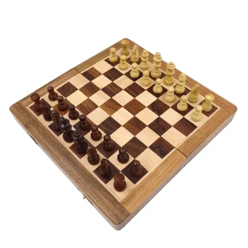Set sah magnetic Giftdeco G614, palisandru indian si alama, 30 x 30 cm