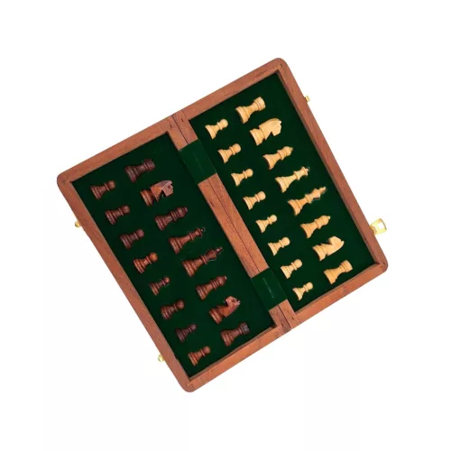 Set sah magnetic Giftdeco G614, palisandru indian si alama, 30 x 30 cm