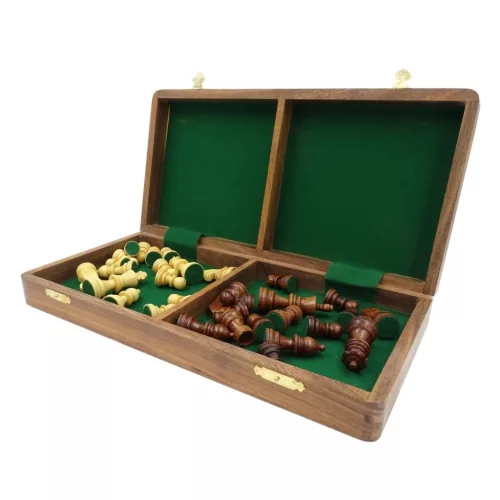 Set sah Giftdeco G114, lemn de trandafir și alamă, înălțime 7,5 cm, stil clasic