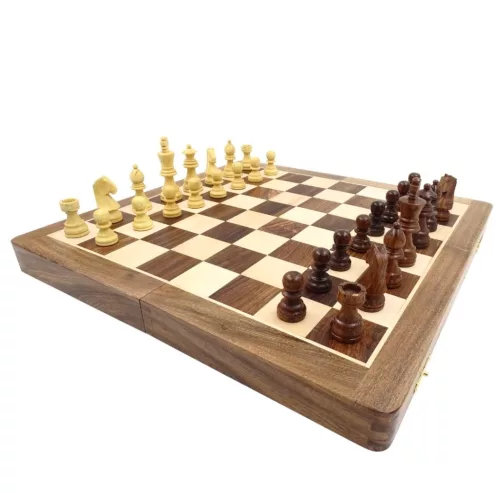 Set sah Giftdeco G114, lemn de trandafir și alamă, înălțime 7,5 cm, stil clasic