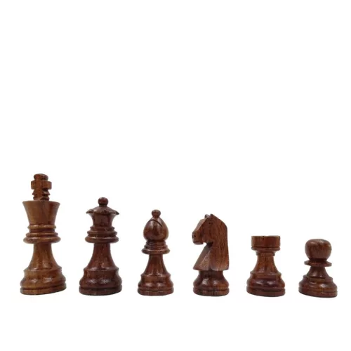 Set sah Giftdeco G114, lemn de trandafir și alamă, înălțime 7,5 cm, stil clasic