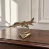 Machetă avion de vânătoare Jaguar Giftdeco JAG, aluminiu auriu, 21 x 12 x 14 cm