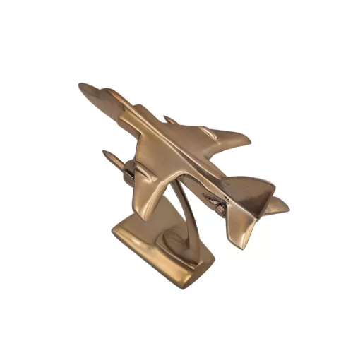 Machetă avion de vânătoare Jaguar Giftdeco JAG, aluminiu auriu, 21 x 12 x 14 cm