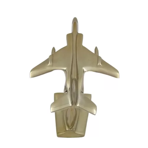 Machetă avion de vânătoare Jaguar Giftdeco JAG, aluminiu auriu, 21 x 12 x 14 cm