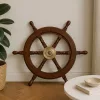Timonă decorativa Giftdeco NC1402A, alamă și lemn, diametru 45 cm, stil retro, nautic