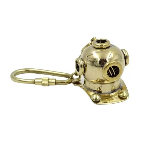 Cască de scafandru decorativa Giftdeco NC1133, cupru și metal, 3,2 x 3,2 cm, stil clasic