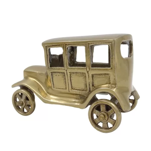 Machetă auto retro Giftdeco N796, metal, finisaj alamă antică, 13,5 x 6,5 x 9 cm