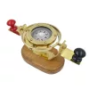 Busolă Giftdeco NC1615, alamă, sticlă și lemn, 8,25 x 19 x 9,5 cm, stil retro, nautic