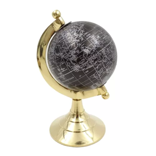 Glob decorativ Giftdeco MMG004S, negru cu accente de alama, 20 cm