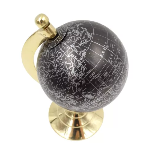 Glob decorativ Giftdeco MMG004S, negru cu accente de alama, 20 cm