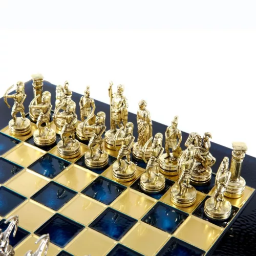 Set sah Manopoulos S15, alamă, metal și lemn, înălțime 54 cm, stil clasic