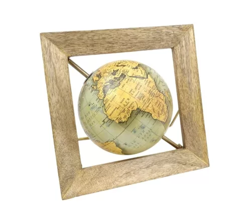 Glob decorativ Giftdeco GLB-40 in rama din lemn, 24 cm