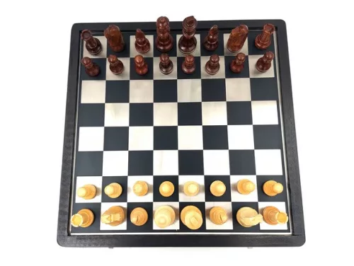 Set sah Giftdeco G334B, metal și lemn, înălțime 8 cm