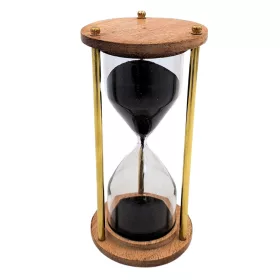   Clepsidră Giftdeco NC3012V, 5 minute, alamă, lemn și sticlă, 7 x 7 x 15,5 cm, stil retro