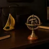 Astrolab decorativ Giftdeco NC1911, alama aurie si baza din lemn, 14 cm