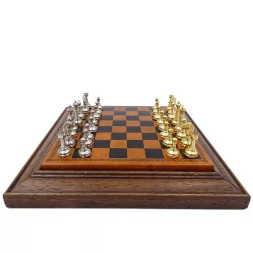 Set sah Italfama N300, piele, metal și lemn, înălțime 2,5 cm, stil modern, clasic