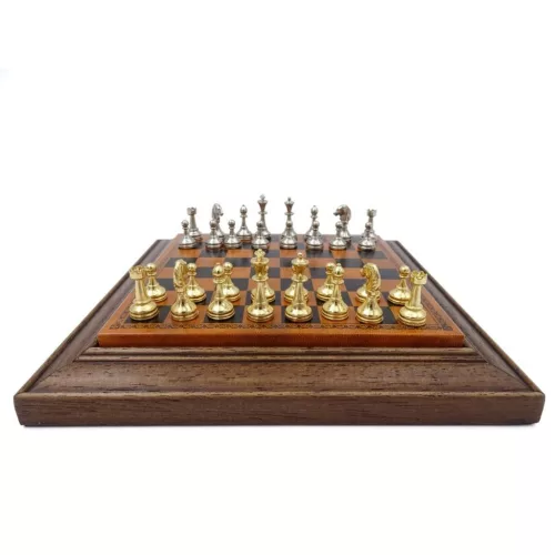 Set sah Italfama N300, piele, metal și lemn, înălțime 2,5 cm, stil modern, clasic