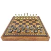 Set sah Italfama N035, piele și metal, înălțime 4,8 cm, stil vintage