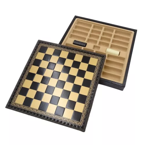 Set sah Italfama N001, alamă și piele, înălțime 5 cm