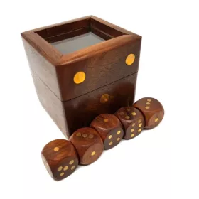   Joc cu zaruri Giftdeco G151G/AZ, alama, sticla si lemn, 5 x 5 cm, stil clasic