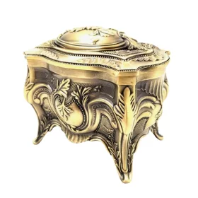   Cutie pentru bijuterii Giftdeco, metal, 10,8 x 7,7 x 9,2 cm, stil retro, vintage, clasic