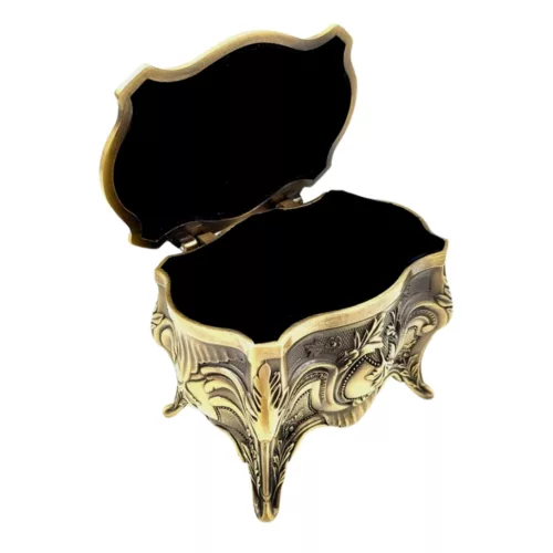 Cutie pentru bijuterii Giftdeco, metal, 10,8 x 7,7 x 9,2 cm, stil retro, vintage, clasic