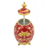 Ou decorativ Giftdeco HRRG tip Fabergé, plastic, roșu și auriu, 7 x 7 x 18 cm