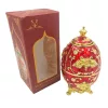 Ou decorativ Giftdeco HRRG tip Fabergé, plastic, roșu și auriu, 7 x 7 x 18 cm