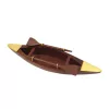 Model de barcă Giftdeco 717013, lemn și alamă, 25 x 6,3 x 4 cm, stil nautic minimalist
