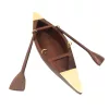 Model de barcă Giftdeco 717013, lemn și alamă, 25 x 6,3 x 4 cm, stil nautic minimalist