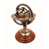 Astrolab decorativ Giftdeco NI351 din alamă și lemn, 13,5 cm