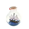 Corabie decorativa in sticla Giftdeco MA2004, 10 x 10 x 11 cm, stil nautic