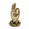 Figurină OM Mudra Giftdeco 43724, polirășină aurie, lotus și mandala, 21,3 cm