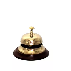   Gong hotelier Giftdeco TB27/4, alama si lemn, auriu-maro, 11 x 12 cm