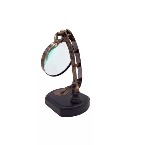 Lupă reglabilă Giftdeco MFS312/4, alamă, sticlă și lemn, 20 cm