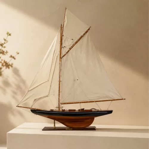 Machetă velier Columbia Giftdeco COL, lemn și vele din pânză, 94 x 13 x 104 cm