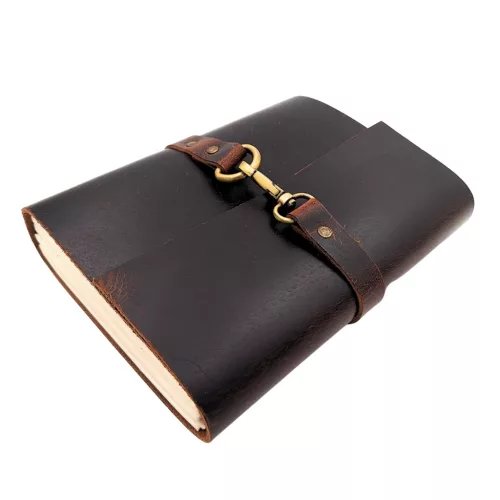 Jurnal Giftdeco AH06, piele de bivol și metal, 20 x 15 cm, stil retro, vintage, clasic