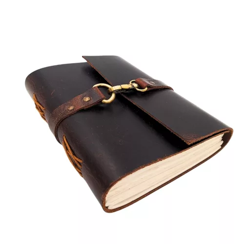 Jurnal Giftdeco AH06, piele de bivol și metal, 20 x 15 cm, stil retro, vintage, clasic